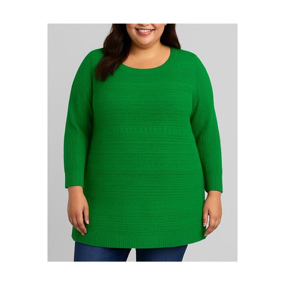 Chaps Green Linen Blend Sweater Tunic Plus Size 1X - Picture 1 of 8